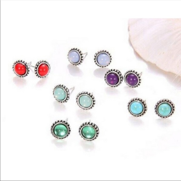 ASSORTED COLORS STUD EARRINGS - Picture 2 of 4